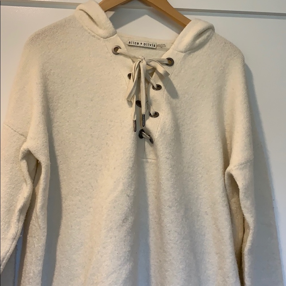 Alice and Olivia, large, lace up sweater